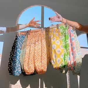 Shorts Kind Floral Hosen Sommer Lose Sonnenschutz Vielseitig Anti Moskito Mädchen Design Dünne Gedruckt Midhigh Taille Hose 230601