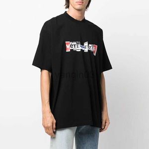 メンズTシャツ良質のファッションシャツ男性1 1パッチワークレター女性Tシャツ特大ティーメンズ衣類J230602