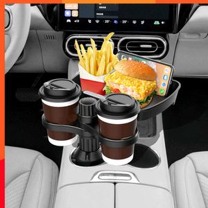 Novo porta-copo para carro bandeja de comida 360 graus ajustável porta-copo para carro bandeja com base giratória porta-bebida organizado para acessórios de carro