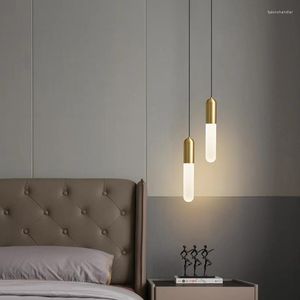 Pendant Lamps Modern LED Gold Lamp For Bedroom Bedside Lighting AC85-265V Long Cable Hanging Suspended Kitchen Light Fixture