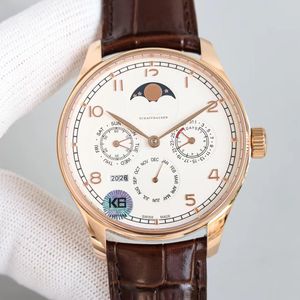 New Portugieser التقويم الدائم للرجال مراقبة سويسرية محمية ميكانيكية أوتوماتيكية 72 ساعة Moonphase الياقوت