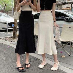 Dresses Slim High Waist Wrap Hip Black Fishtail Skirt Women Long Korean Office Lady Elegant Faldas Mujer Moda 2023 Fall Mermaid