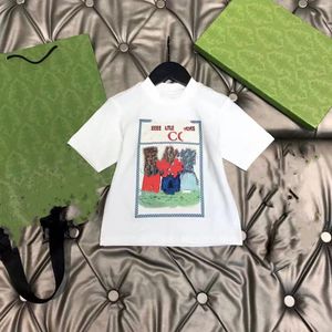 23SS 브랜드 디자이너 소년 소녀 여름 짧은 슬리브 티셔츠 로고 인쇄 티셔츠 색상 일치 순수면 둥근 고리 패션 고품질 아이 의류 dhgate