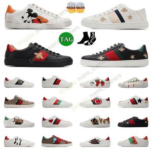 Famoso luxo Ace Bee Designer Sapatos Casuais Desenhos Baixos Tênis Couro Genuíno Tiger Snake Bordado Listras Plataforma Vintage Top Trainers Tamanho Grande 12