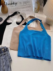 Camis Yitimoky Holter Neck Tank Top Women Halter Crop Tops 2022夏のニットカジュアルなセクシーなストリートウェアY2K CAMI女性衣料