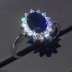 Band Rings Classic Big Blue Stone Ring Fashion Charm Jewelry Women CZ Weddings Promise Engagement Ladies Accessories Gifts J230602