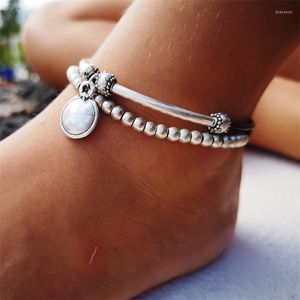 Anklets Delicate Disk Anklet Bohemian Style Layered Ankle Bracelet Foot Chain for Women Boho Beach Body Jewelry Gypsy Accessori