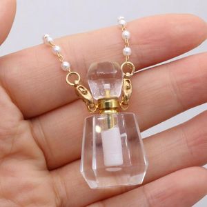 Pendant Necklaces Natural Semi Precious Stone White Crystal Perfume Bottle Fashion Charm Necklace Jewelry Gift Chain Length 80cm