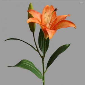Decorative Flowers Clear Texture Artificial Flower Faux Silk Cloth Beautiful 52cm 2 Heads Spring Lily DIY Weeding Bouquet