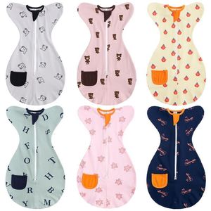 Sleeping Bags born Baby Raised Hand Antishock Cotton Printed Sleepsacks Swaddle Blanket Born Items Saco De Dormir 230601