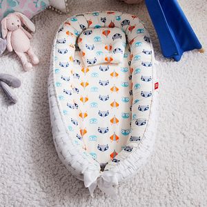 Bed Rails Cartoon Printed Baby Nest Born Portable Crib Travel Lounge Bassinet Bumper With Pillow Cushion Spädbarnstillbehör 230601