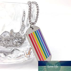 All-match Rainbow Dog Tag Pendant Couple Stainless Steel Rainbow Flag Les Dogs Tag Necklace Gay Necklace
