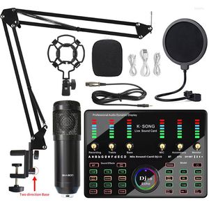 Microphones BM 800 Microphone Bluetooth Wireless Karaoke With Live Streaming DJ10 Sound Card For PC Phone Singing Gaming Youtube TikTok MIC