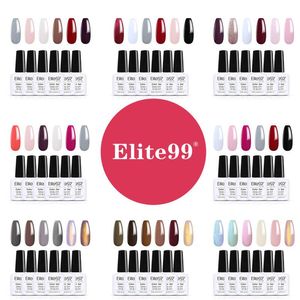 Moldings elite99 8pcs unha gel esmalte conjunto de 10 ml de colorido puro conjunto de preto conjunto de base superior casaco semi -permanente híbrido para manicure