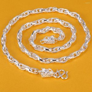 Kedjor Real 999 Fine Silver Dragon Head Oval Link Chain Halsband 5,5 mm W 19,7 