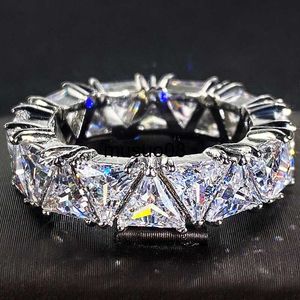 Pierścienie zespołowe wiek Triangle Lab Diamond Pierścień Diamentowy Białe złoto Pierścienie obrączki Wedding Pierścień dla kobiet Party Bridal Prezent J230602