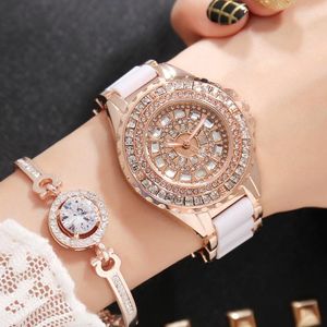 Relógios de pulso 2023 GEDI Fashion Ceramic Women Watches Top Ladies Quartz Watch 2 Pieces Relogio Feminino Hodinky