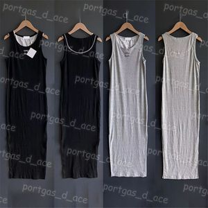 Embroidered Women Dress Sexy Sleeveless Tank Dress Slit Design Knit Dresses