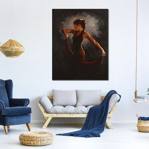 High Quality Spanish Dancing Canvas Art Midnight Seduction Ii Handmade Figure Artwork Ideal for Music Halls Wall Decor