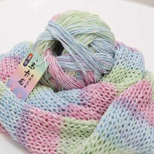 Filato 50 g / gomitolo di cotone baby arcobaleno utilizzato per la lavorazione a maglia manuale filo di lana all'uncinetto colorato e filato per bambini tinto a maglia ecologico P230601