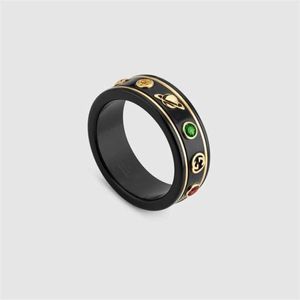 50% OFF OFF jóias de joalheria Bracelet Ring Xiao Mesmo Planeta de abelha de cerâmica branca preta Antiga Planet Anel reto