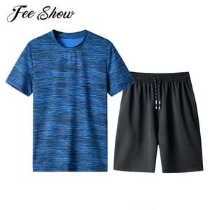 Fatos de treino masculinos Conjuntos de corrida de roupas esportivas casuais Roupa de treino de manga curta T-shirt + Shorts Conjunto de verão Secagem rápida Roupa esportiva Ternos esportivos J230601