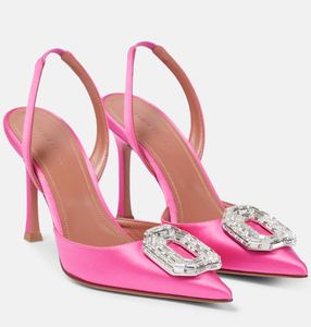 Top Luxury Amina Muaddi Camelia Sandals Shoes Pointed Toe Women Pumps Crystal Buckles High Heels Party Wedding Wholesale Footwear Walking