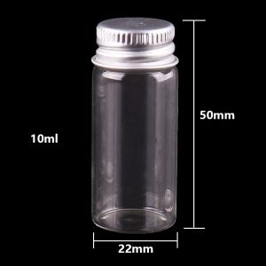 5ml 6ml 7ml 10ml 14ml Wholesale tiny Transparent Glass Bottles with Silver Screw Cap Cute Jar Vials DIY Craft 100pcs