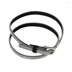 Belts Black Color Waist Belt For Dress Adjustable Pin Buckle Shinning Thin Ladies Skirt