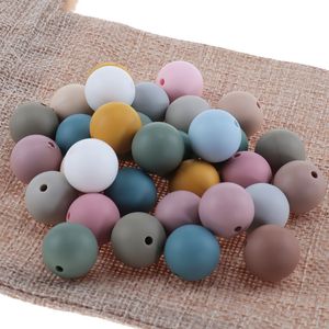 Baby Teethers Toys QHBC 15mm 200pcs Silicone Baby Teether Round Beads Accessories For Pacifier Clip Chain Personalized Teething Toys Color 230601