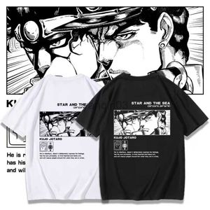Мужские футболки kujo jotaro аниме-футболка Jojos Bizarre Adventure Manga График негабаритная мужчина хлопковые футболка с коротким рукавом Toe Top Lemport Lummer Clothing J230602