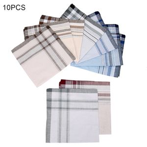 Lençóis 10pcs lenço masculino Multicolor Stripe Homens Men Pocket Cotton Square Business Toalha de peito Hankie Reunião Decoração Controcos 230601