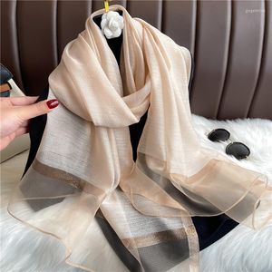 Scarves 2023 Summer Design Silk Scarf For Women Beach Stole Lady Shawl Wrap Hijab Foulard Female Bandana Headband