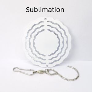 Sublimation Wind Spinner 3 Inch Blanks White Aluminium Metal Wind Chime Festive Pendant Hanging Ornament Decoration Gifts