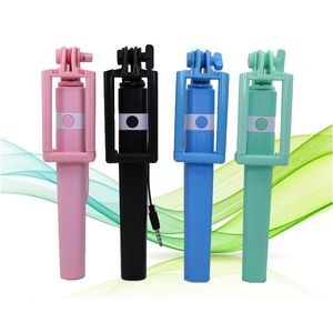 Bärbar handhållen utdragbar monopod selfie stick trådbunden mini trådkontroll för smartphone 3,5 mm ljud typ-c port bärbar självpole för samsung huawei