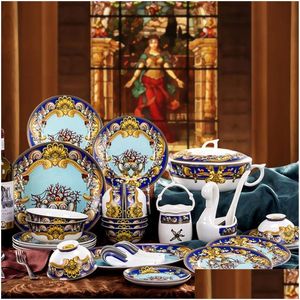 Dinnerware Sets Ceramics Bowl Dish Soup Gift Kitchen Cooking Tools Accessory Household Tableware Home Decor Porcelain T200430 Drop D Dhaur