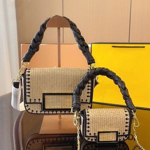 Designer Famous Bag Raffia Woven Bag luxury Charm Flap Oversized Magnetic Buckle Mini Shoulder Bag Women Tote Bag Fashion Crossbody Bag Ladies Straw Bag Purse