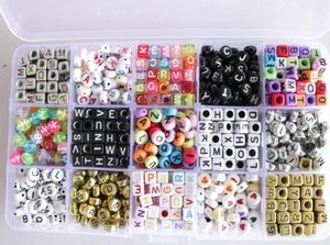 16 styles 1000 pcslot loom Alphabet Acrylic Beads Charms Bracelet Rubber Bands DIY Silicone Refills Cube Letter Beads Pendants Ac8077770