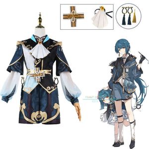 Anime kostümleri oyunu genshin etkisi xingqiu cosplay muhteşem comat coming yetişkin karnaval üniforma peruk anime cadılar bayramı parti maskeli balo z0602