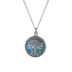 Pendant Necklaces Tree Of Life Urn For Ashes Silver Color Cremation Jewelry Memorial Keepsake Gifts Women Men