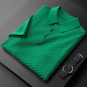 Men's Polos Premium personalized jacquard waffle knitted polo men's short sleeve summer luxury breathable t-shirt men's Korean Fashion Top 230601