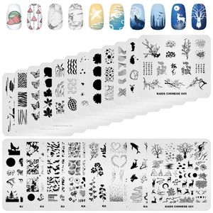 Flaschen Kads Nagelstempelplatten Set Nagelkunstvorlagen Plattenhalter Stamper Schaber Blume Spitze Geometrie Bild DIY -Druck Schablone Schablone Werkzeug