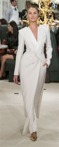 Женские штаны с двумя частями женский костюм элегантный белый двойной грудь длинной пиджак -дизайнер свадебный дизайнер Wide Leg 2 кусочки 2023
