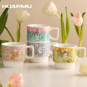 Mugs 352ml Creative Cute Handmade Cartoon Print Coffee Ceramic Funny Animal Tea Milk Cup Unique Birthday Gift