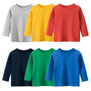 Tshirts Childrens Clothing Autumn Boys Long Sleeves Tshirt Solid Color Cotton T Shirt Girls Active ONeck Kids Clothes 29 Years 230601