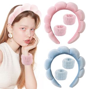 Spa Headband and Wristband Scrunchies Skincare Headbands for Makeup Hair Band for Washing Face