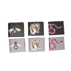 High Quality Animal Short Wallet Leather Black Snake Tiger Bee Wallets Women Mens Style Purse Wallet Card Holders With Cards Gift Box