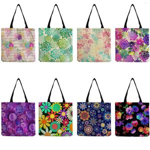 Evening Bags Bright Colors Floral Fashion Bag Customized Pattern Totes Large Capacity Shopping Foldable Reusable Women Shoulder Handbags