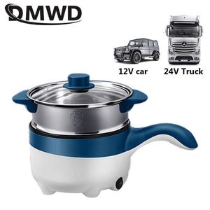 Multicookers 2l Multicooker för bilbil 12V 24V NONSTICK Electric Rice Ris Cooker Food Steamer Stirfry Pan Carmoned Hot Pot Noodles Boiler