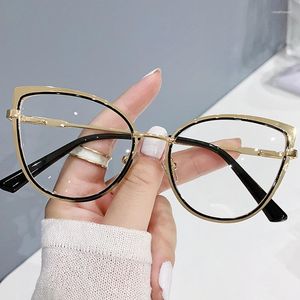 Okulary przeciwsłoneczne Wysokiej jakości retro kota oko anty-blasku szklanki czarne metal unisex zwykłe kobiety europejskie ramy optyczne w Ameryce Ameryki